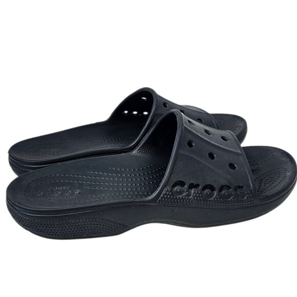 CROCS Womens Baya Slides, Rubber, Black, Comfort, Slip On, Sandals, Size 9 - Picture 5 of 7